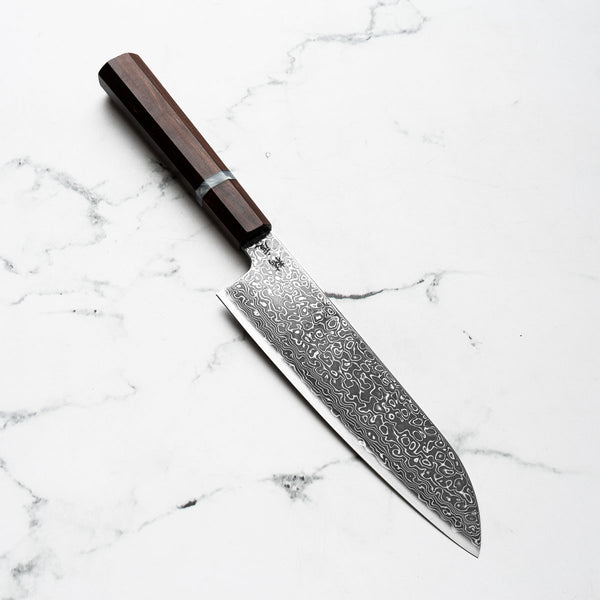 Seido VG10 Kurozome Nickel Damascus Santoku 180mm - Sandalwood