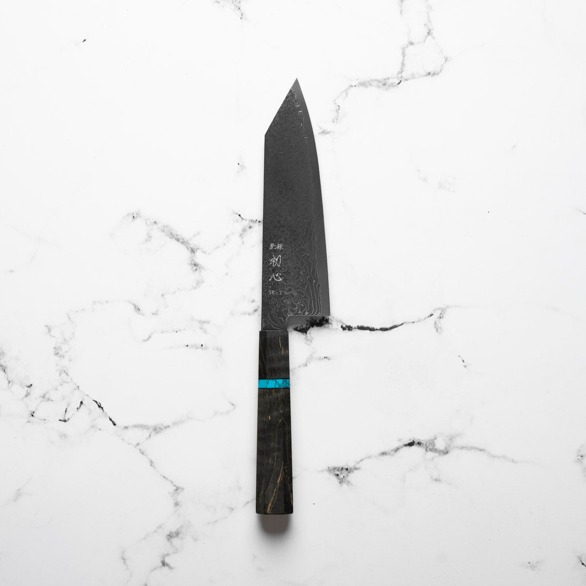 Hatsukokoro Ryuhyo Kurozome SG2 Damascus Bunka 180mm - Maple Turquoise