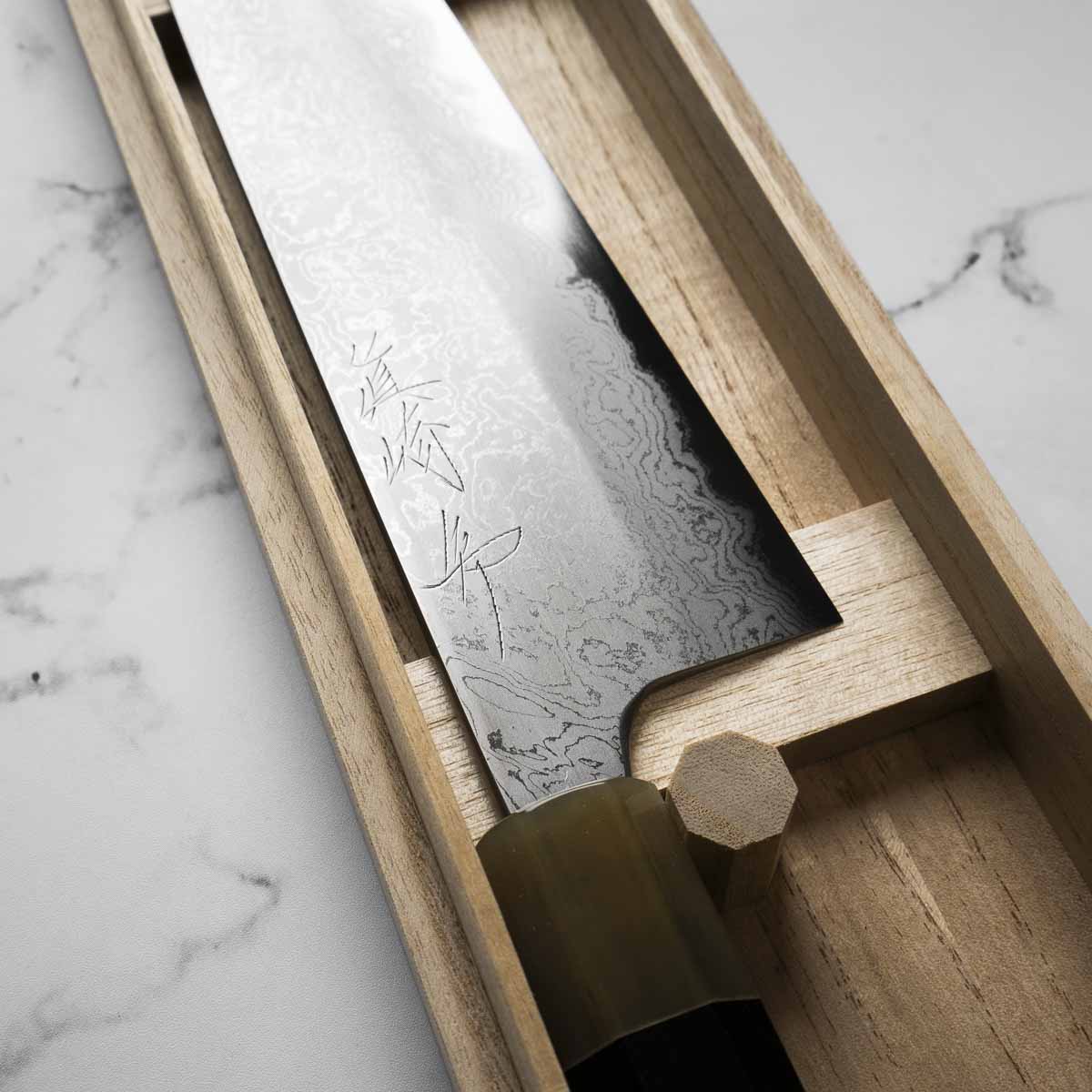 Mazaki Blue 2 Hon-Sanmai Damascus Gyuto 240mm