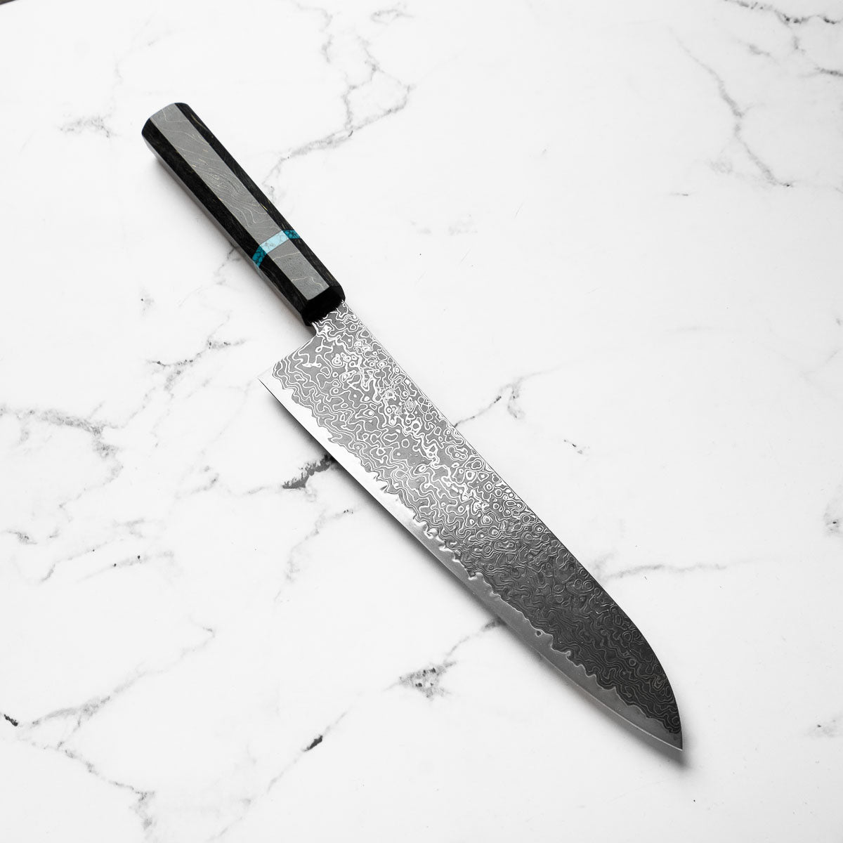 Hatsukokoro Ryuhyo Kurozome SG2 Damascus Gyuto 240mm - Maple Turquoise