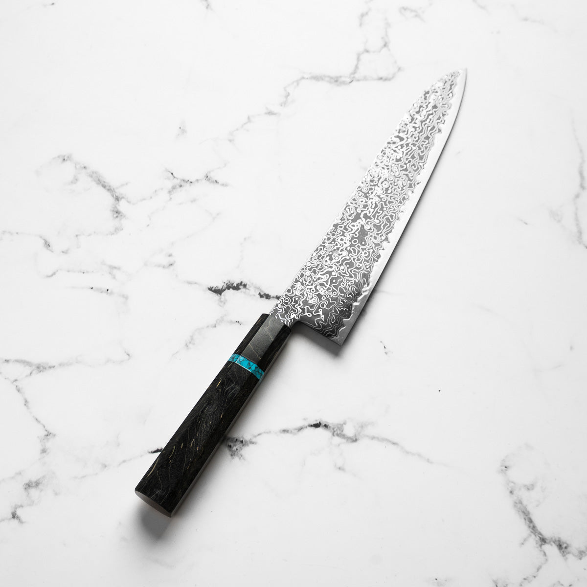 Hatsukokoro Ryuhyo Kurozome SG2 Damascus Gyuto 240mm - Maple Turquoise