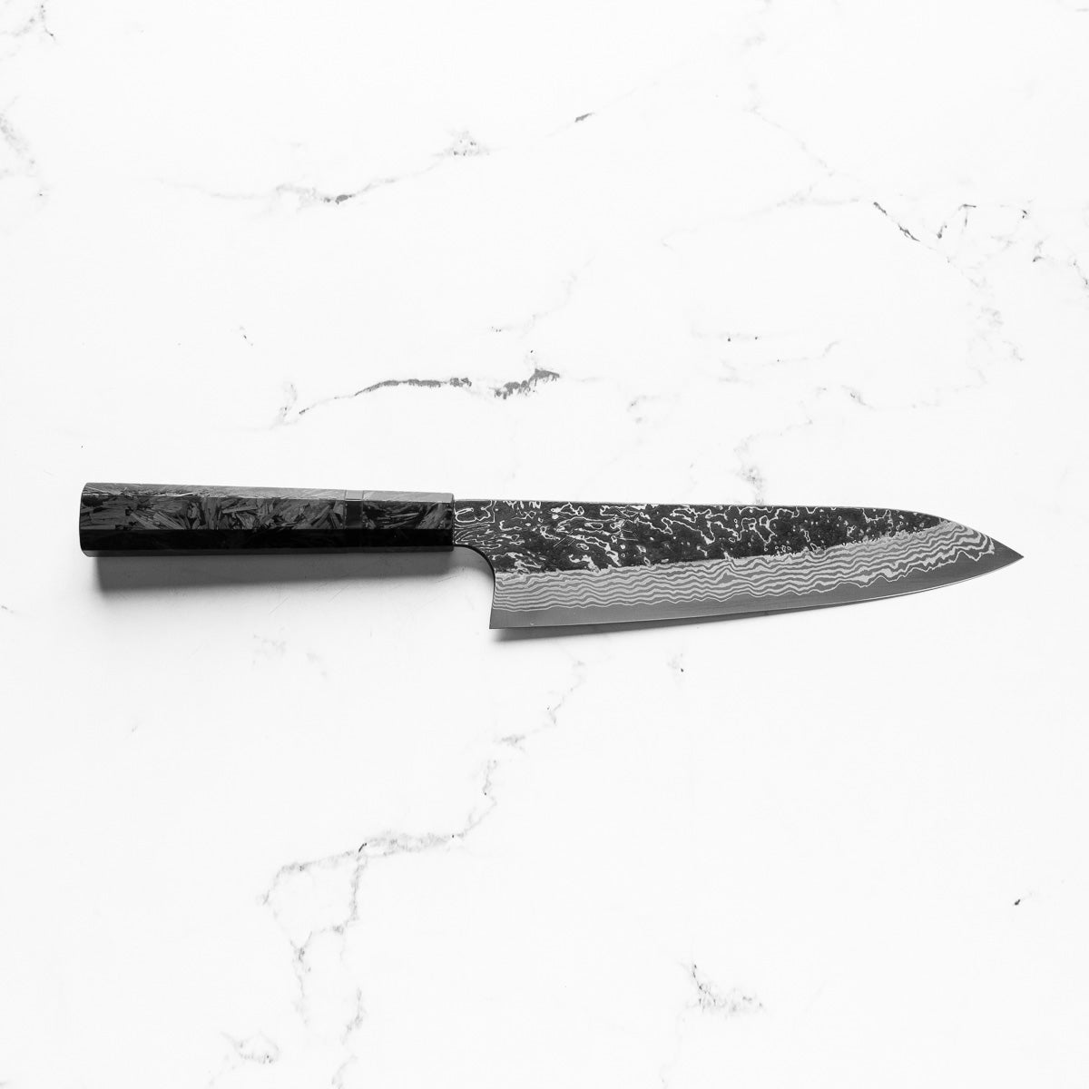 Hatsukokoro SLD Kurouchi Damascus Gyuto 210mm - Dark Carbon Fibre