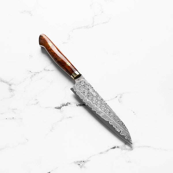Nigara Hamono "Anmon" SG2 Damascus Petty 150mm - Western Karin Handle