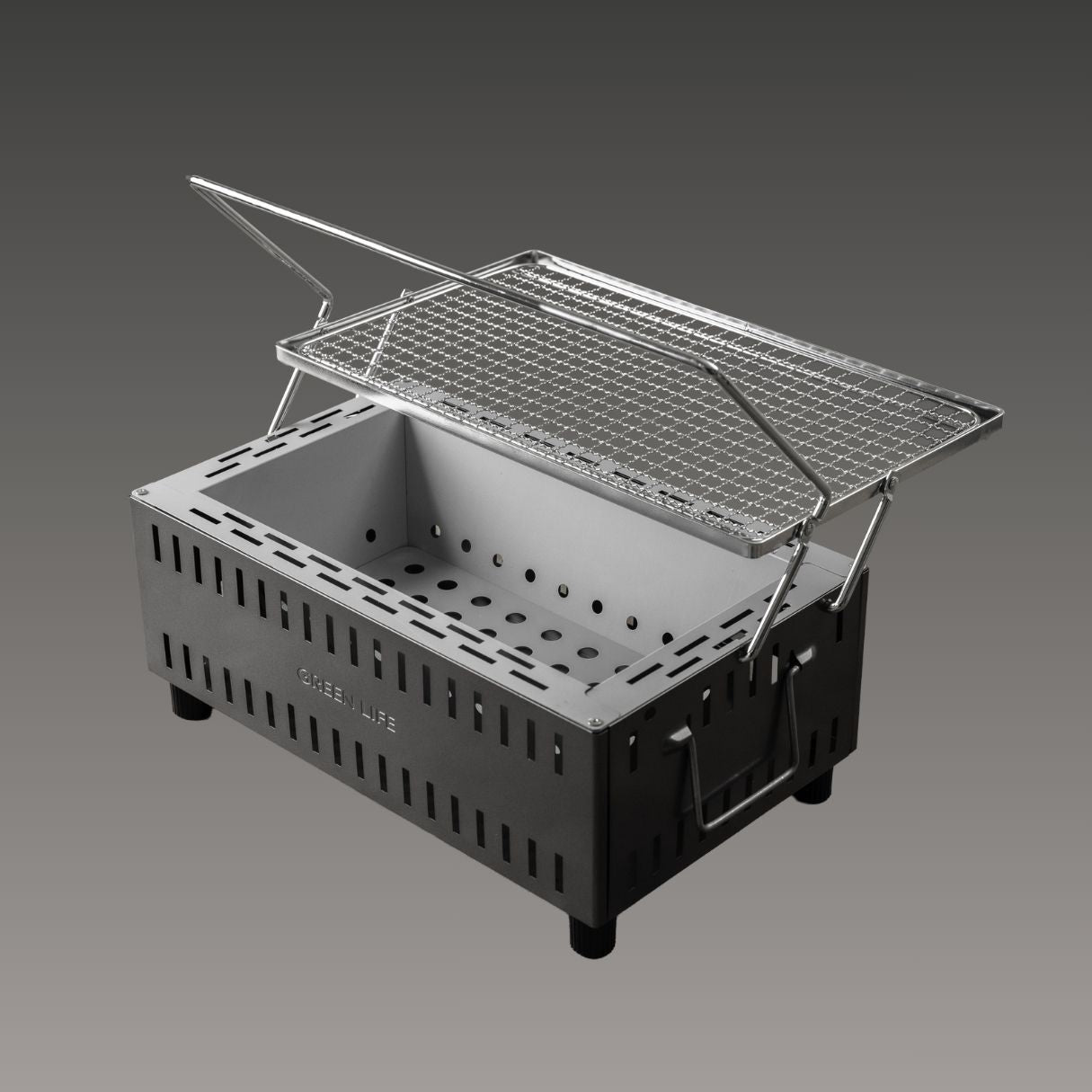 Green Life - Tabletop BBQ Grill Double Walled Liftable Grill - Grey