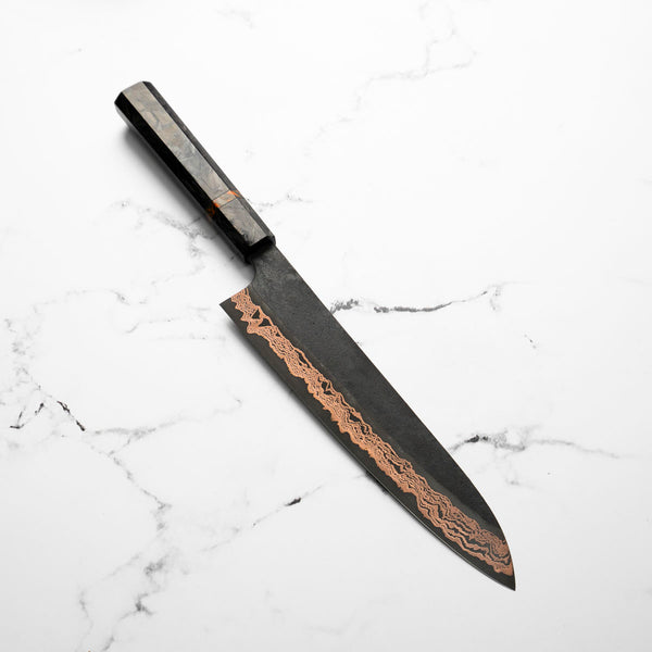 Hatsukokoro Yorokobi SLD Damascus Gyuto 240mm - Carbon Fibre