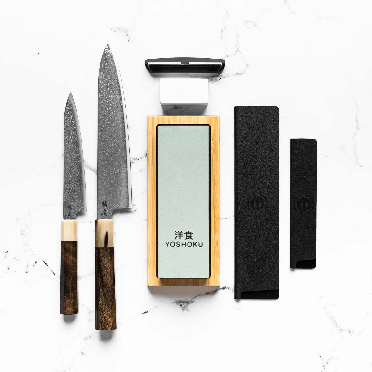 Seido VG10 Kurozome Nickel Damascus 2 Knife Set - Persimmon