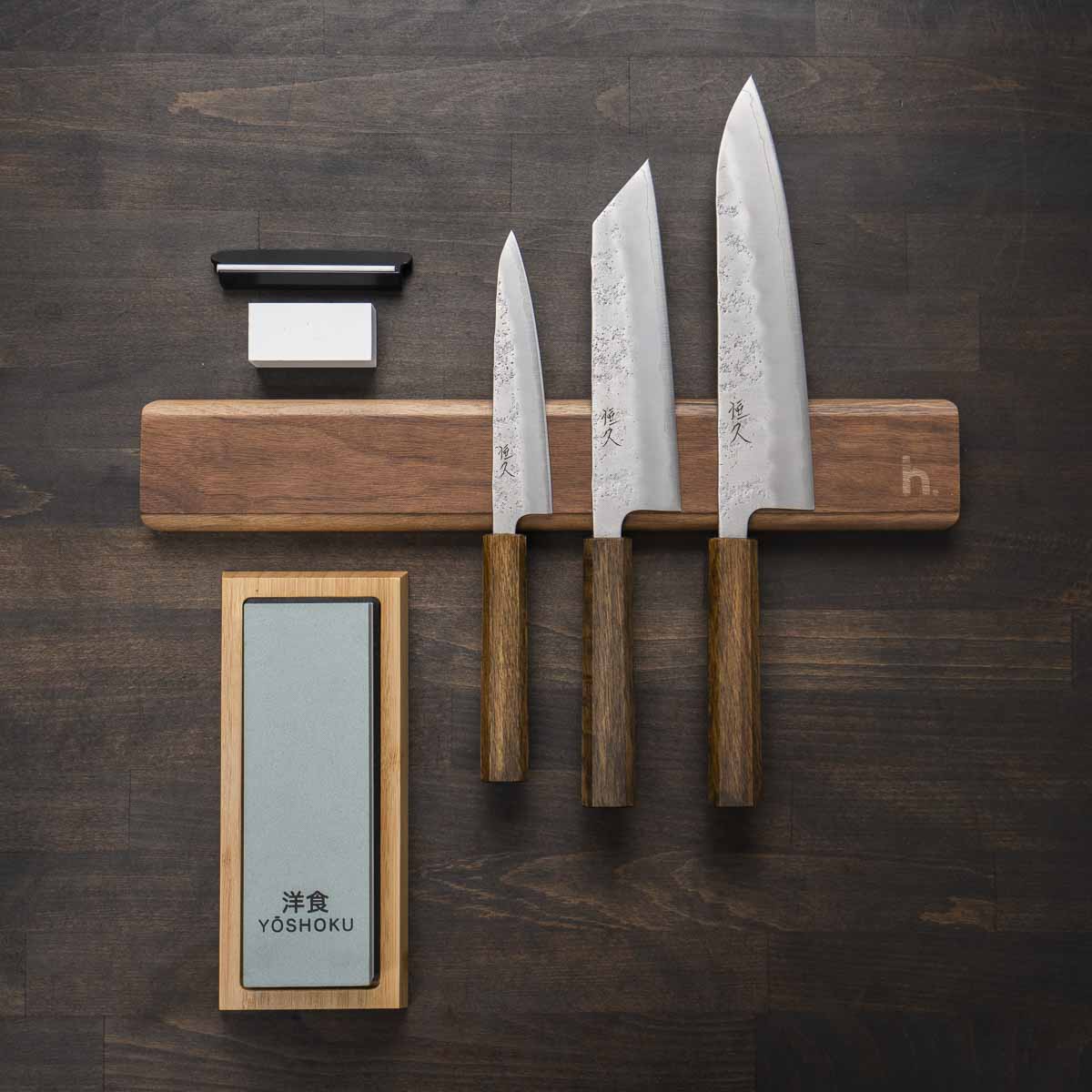 Tsunehisa Ginsan Nashiji 3 Knife Set - Magnetic Strip