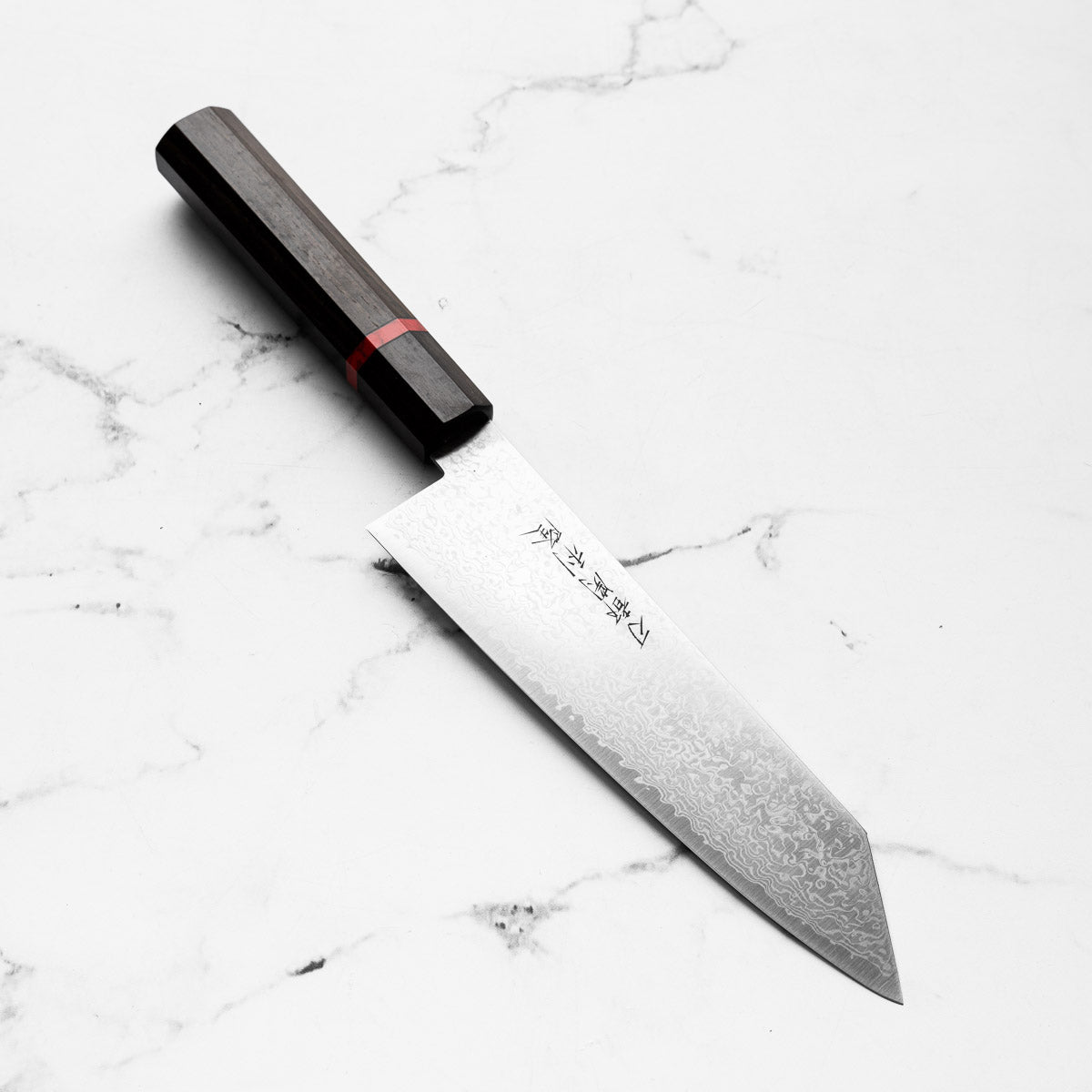 Toshitaka VG10 Damascus Migaki Bunka 180mm - Ebony & Red Spacer