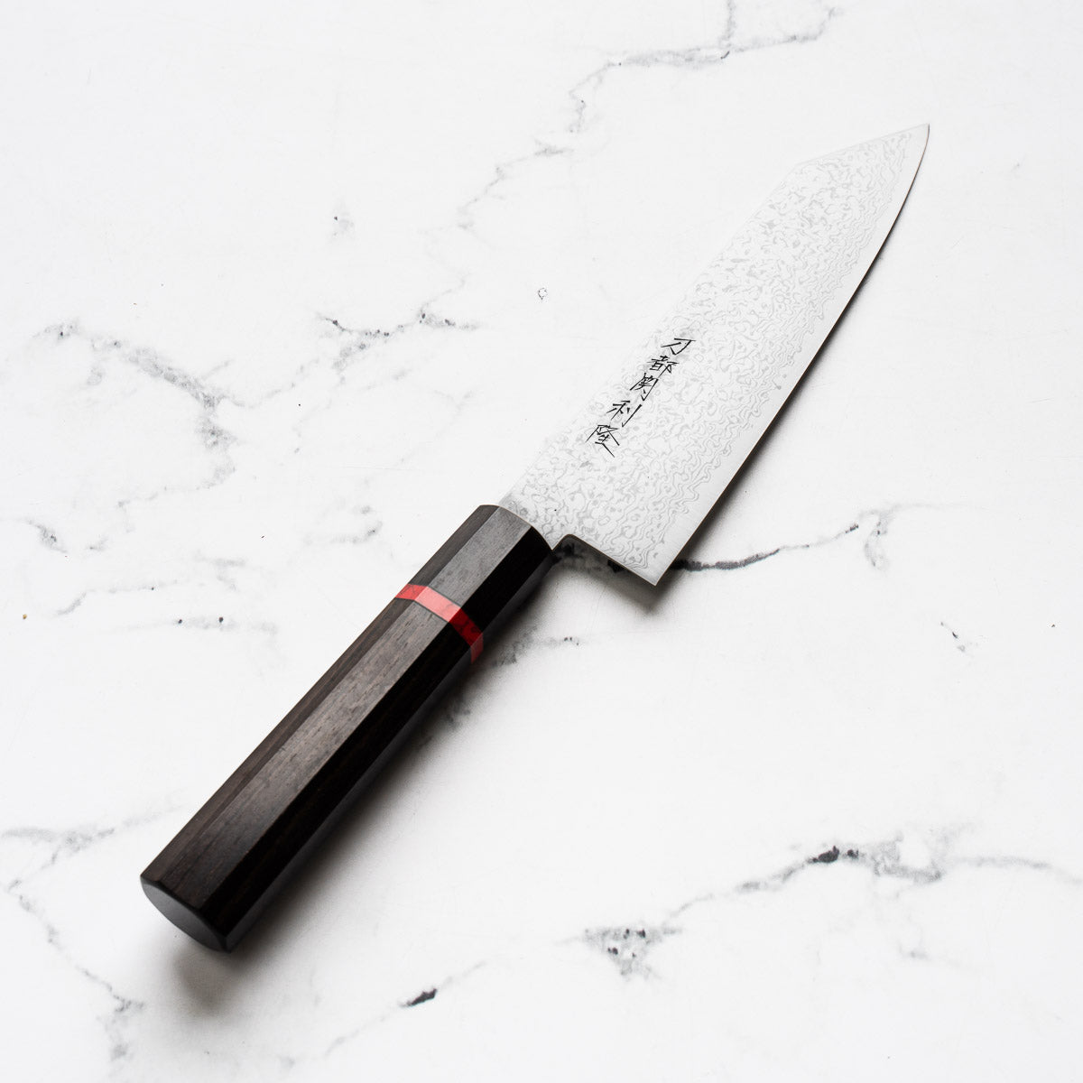 Toshitaka VG10 Damascus Migaki Bunka 180mm - Ebony & Red Spacer