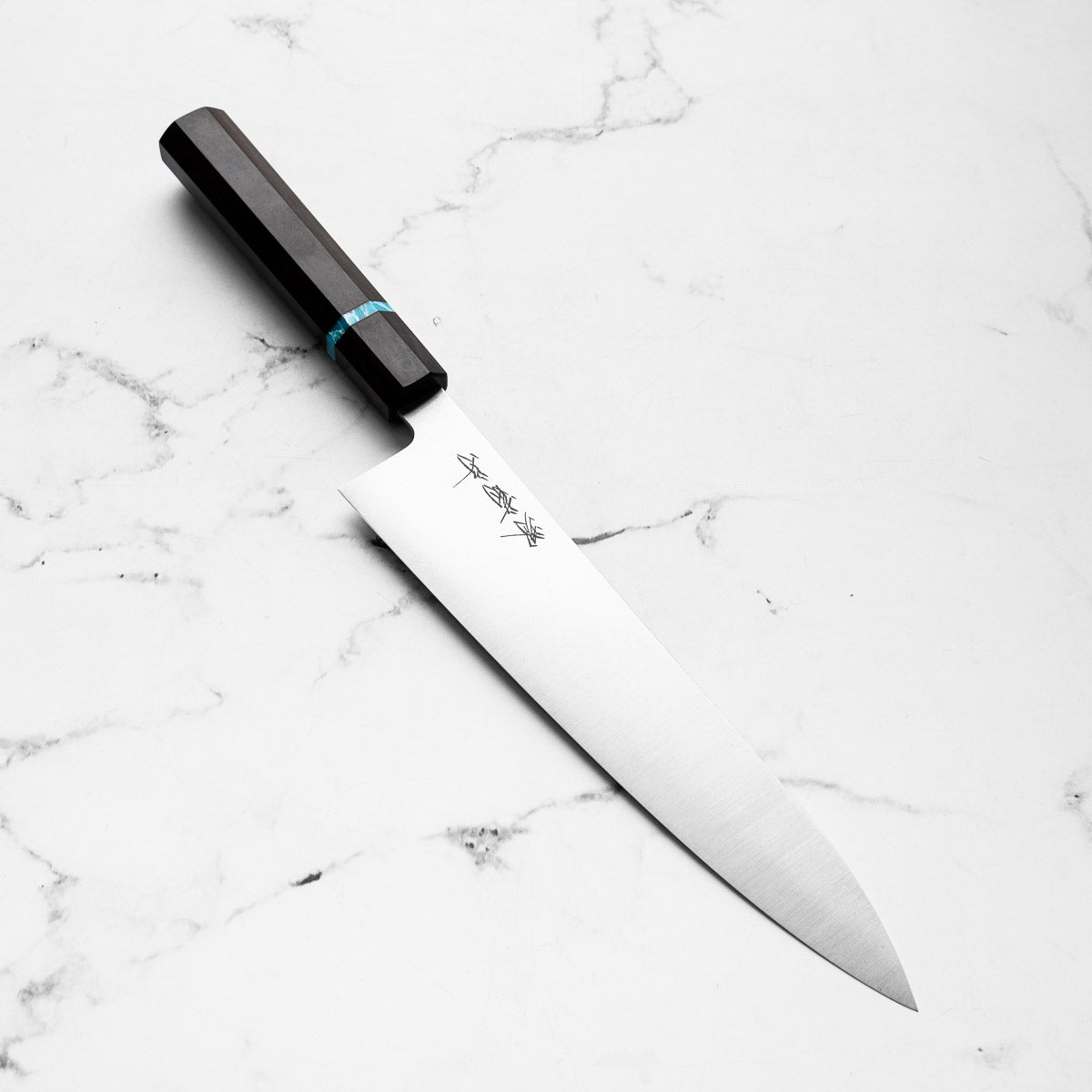 Ashi Hamono x Sakai Kikumori Swedish Stainless Gyuto 240mm - Ebony Turquoise