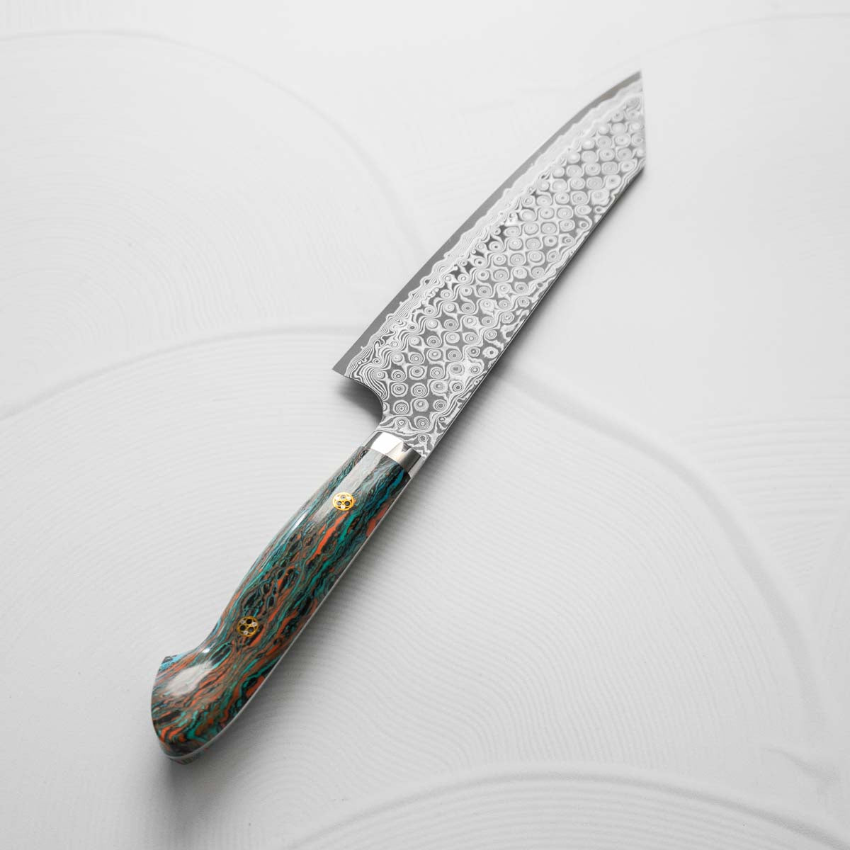 Nigara Hamono SG2 Raindrop Damascus Kiritsuke 210mm - Turquoise