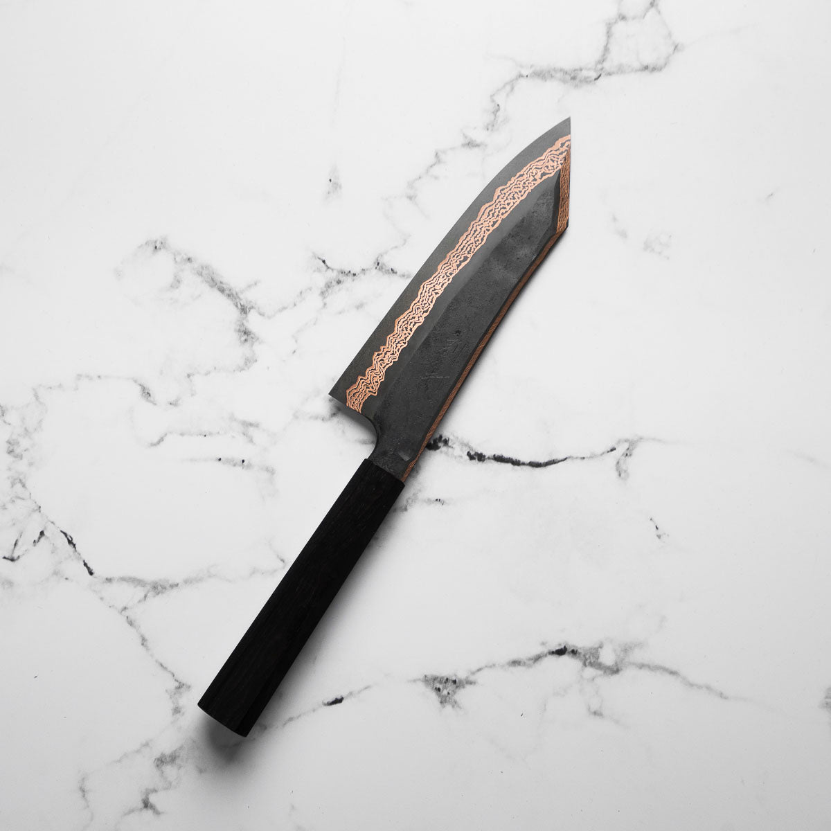 Hatsukokoro Yorokobi SLD Kurouchi Copper Damascus Bunka 180mm