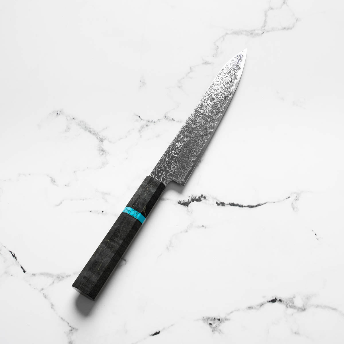 Hatsukokoro Ryuhyo Kurozome SG2 Damascus Petty 150mm - Maple Turquoise