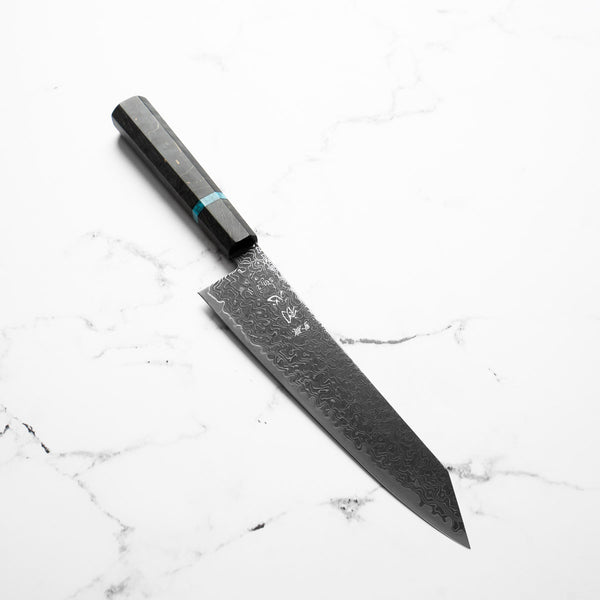 Hatsukokoro Ryuhyo Kurozome SG2 Damascus Kiritsuke Gyuto 210mm -  Maple Turquoise