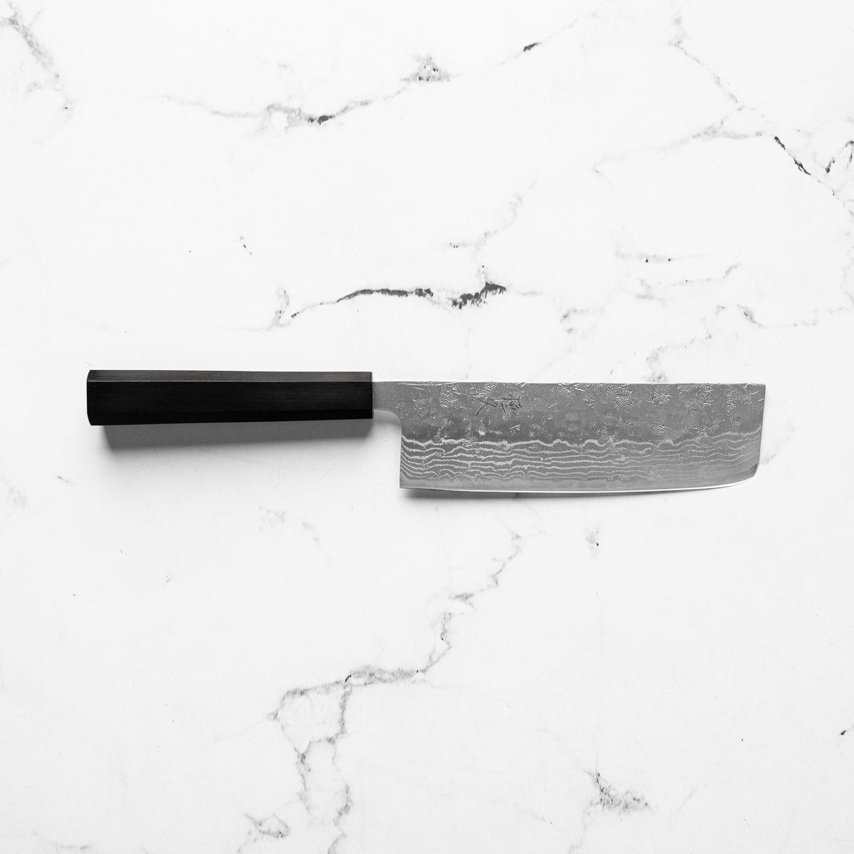 Tsunehisa Swedish Stainless Washiji Damascus Nakiri - Mono Ebony