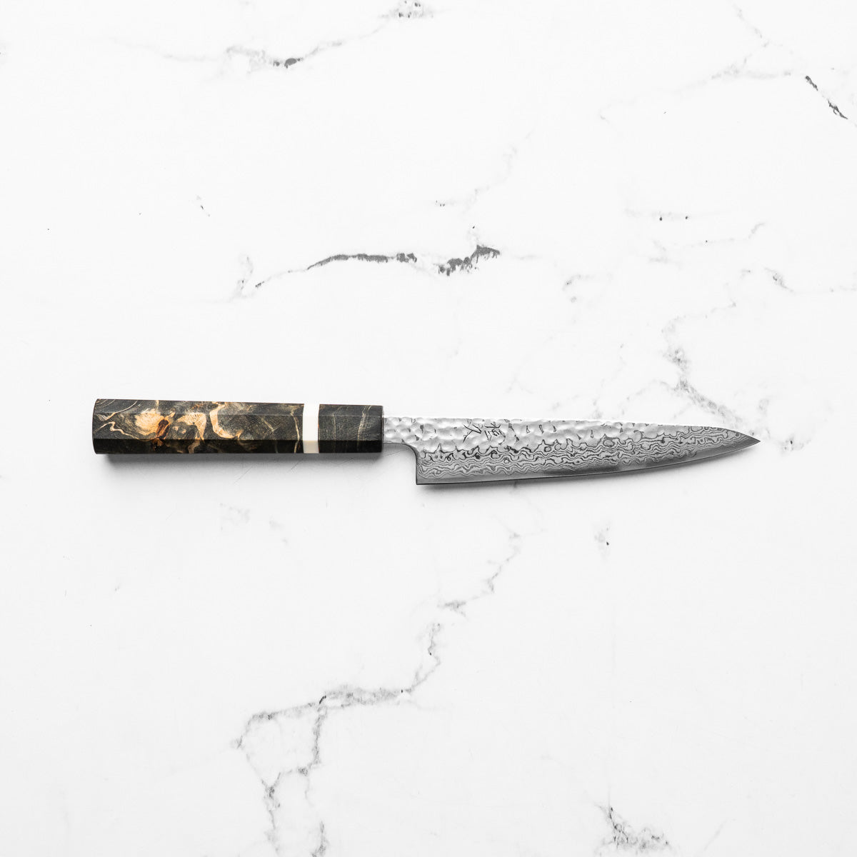 Tsunehisa Ginsan Geppaku Petty 135mm - Dyed Maple w/White Stripe