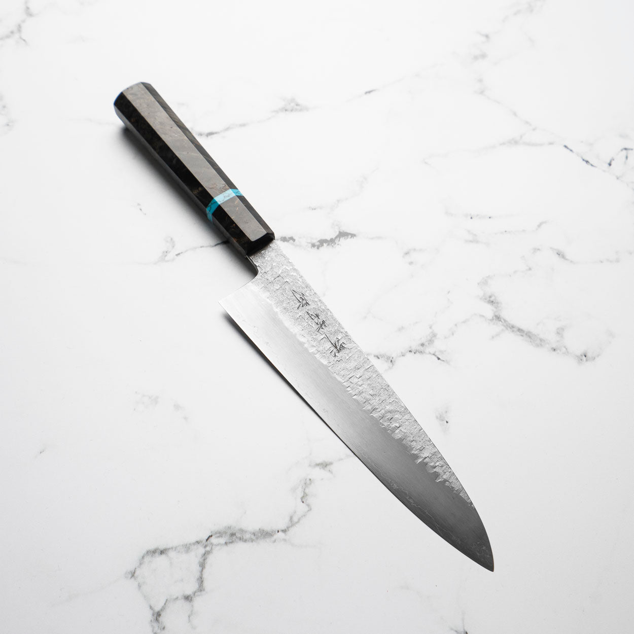 Satoshi Nakagawa Ginsan Tsuchime Gyuto 210mm - Turquoise