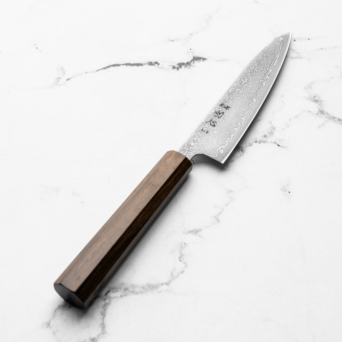 Hatsukokoro Hikari SLD Damascus Kurozome Petty 130mm - Bubinga