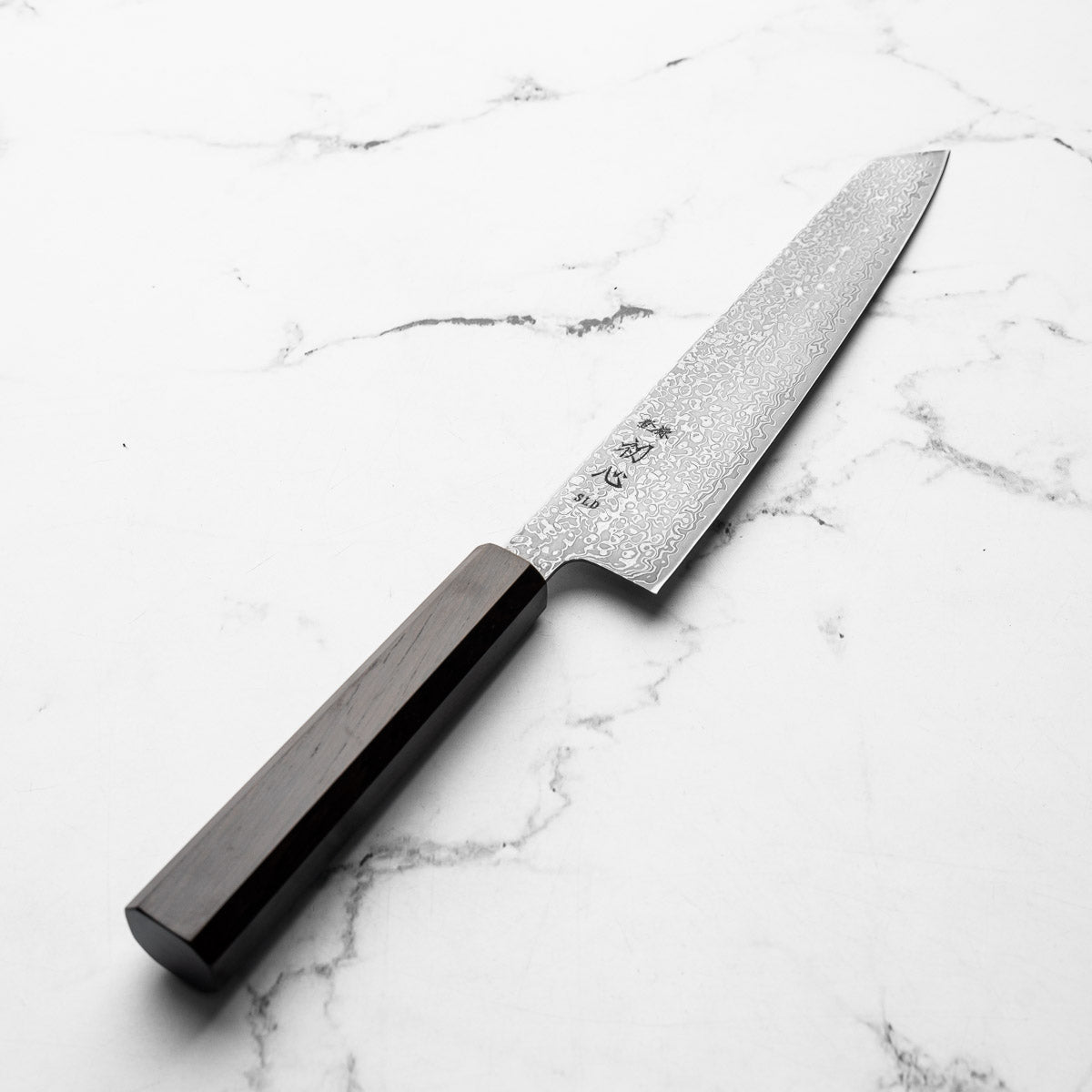Hatsukokoro Hikari SLD Damascus Kurozome Kiritsuke 205mm - Bubinga