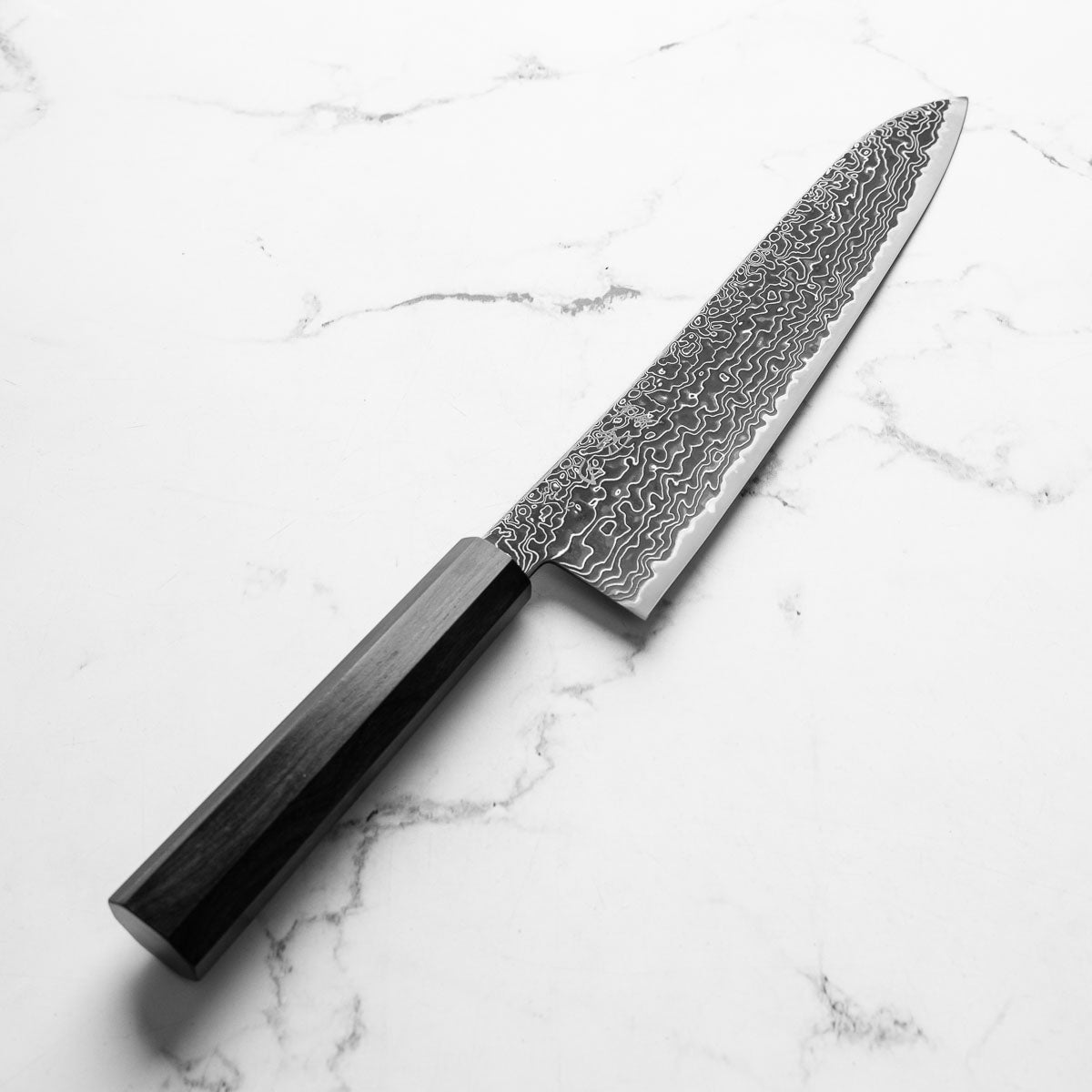 Hatsukokoro Ryuhyo Kurozome SG2 Damascus Gyuto 240mm - Mono Ebony