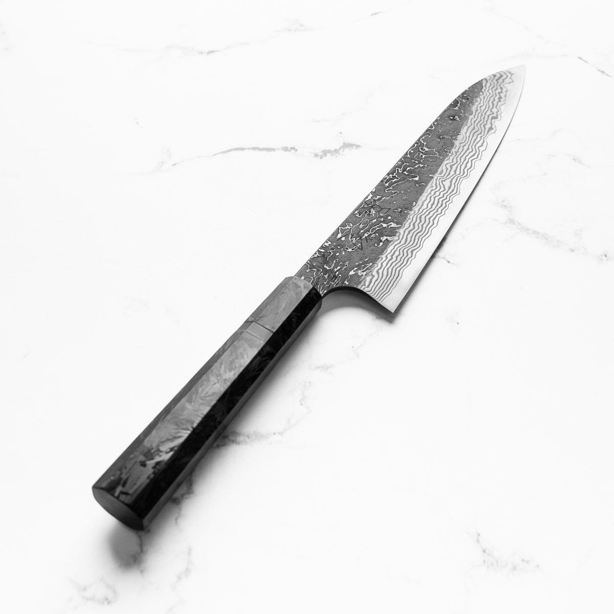 Hatsukokoro SLD Kurouchi Damascus Gyuto 210mm - Dark Carbon Fibre