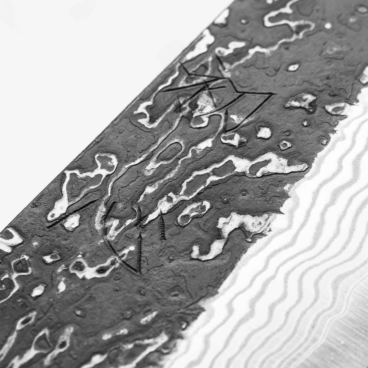Hatsukokoro SLD Kurouchi Damascus Gyuto 210mm - Dark Carbon Fibre