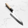 Sakai Kikumori Shironiko Deba 180mm - Magnolia & Black