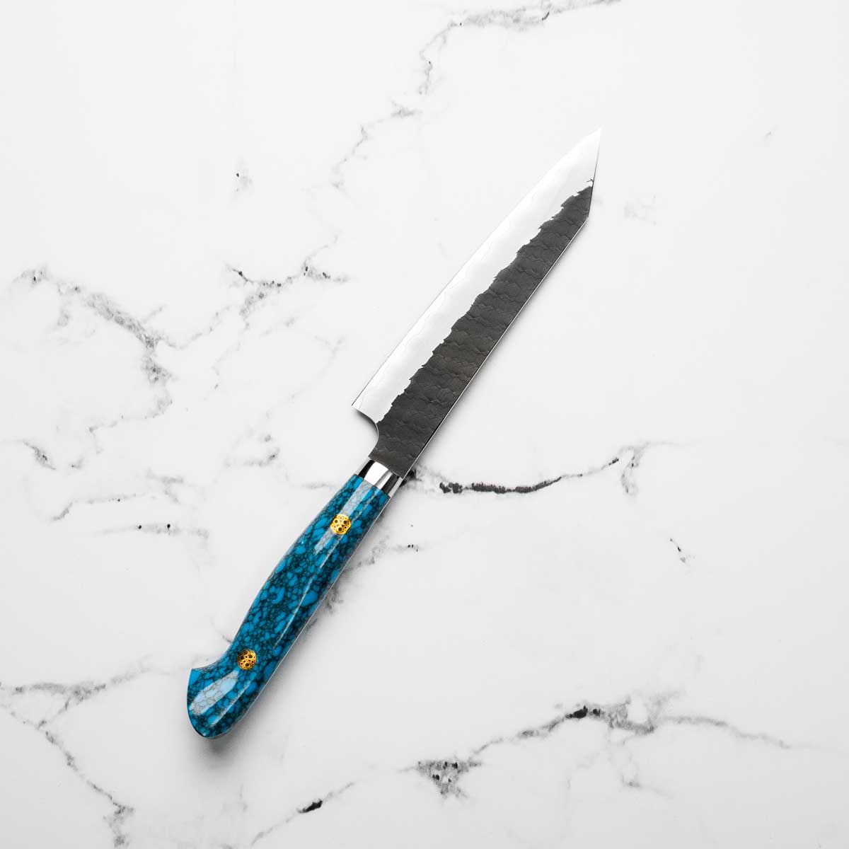 Nigara Hamono SG2 Kurouchi Tsuchime Kiritsuke Petty 150mm - Turquoise