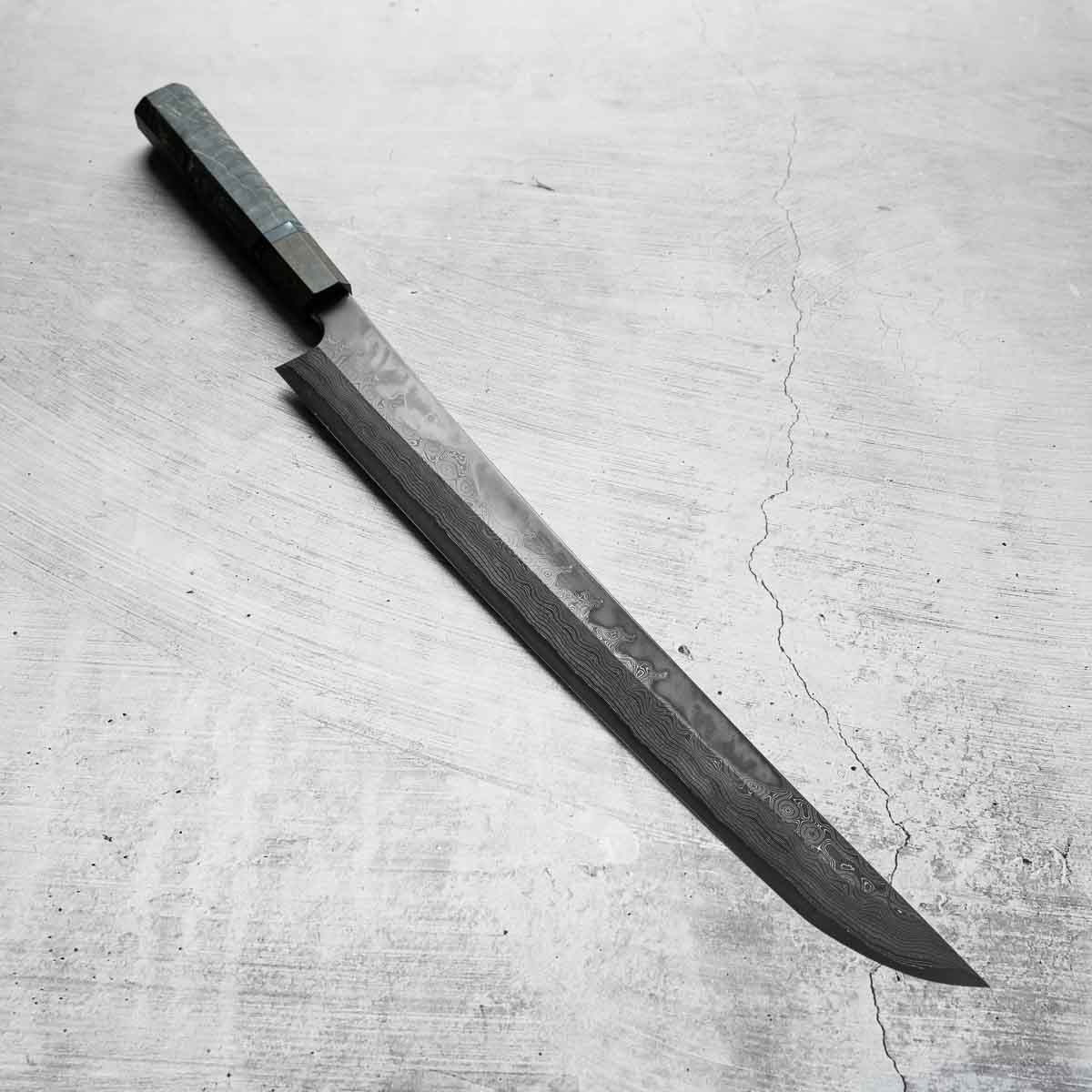 Nigara Hamono Troll Killer Kurozome Damascus Sakimaru Yanagiba 360mm