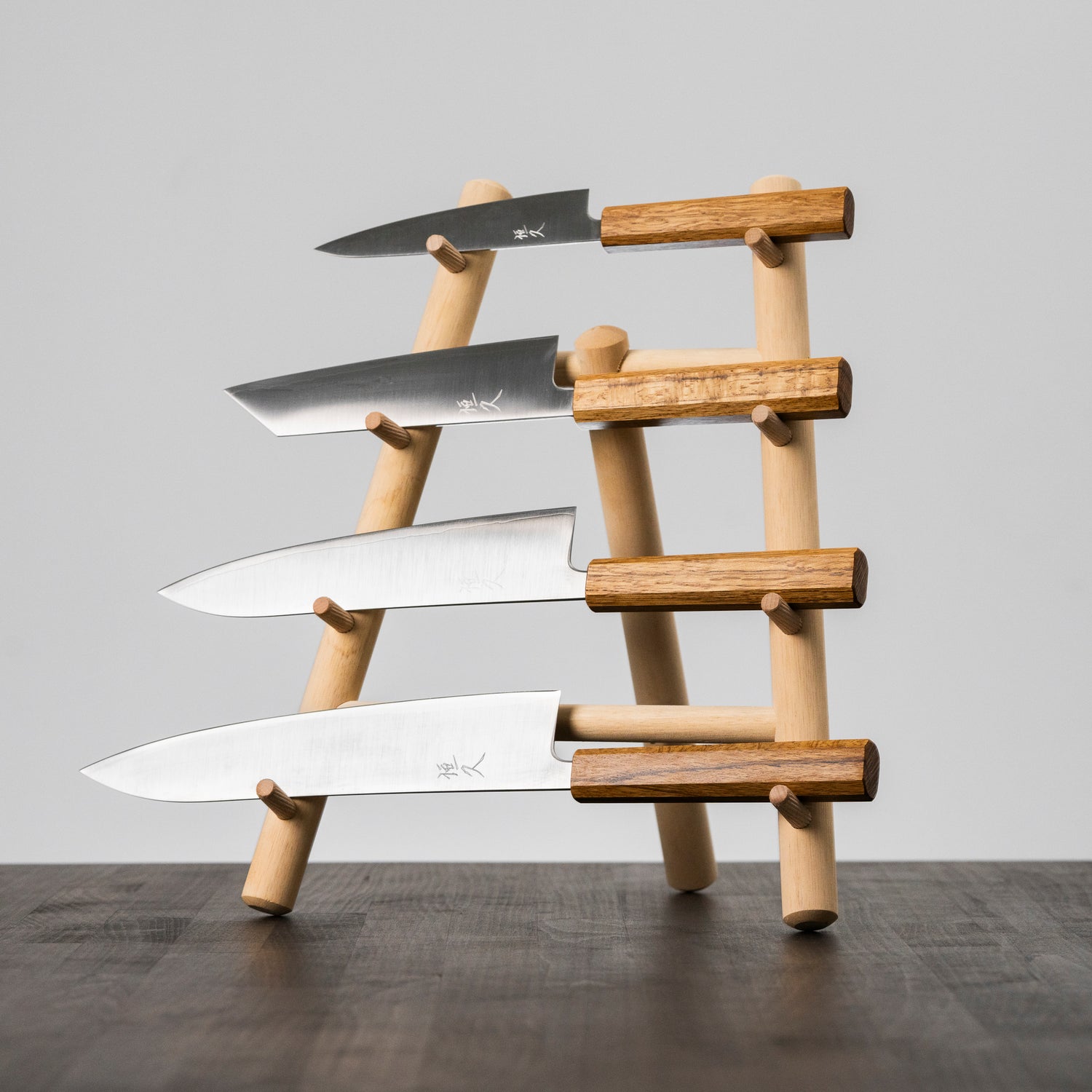 Tsunehisa Ginsan Migaki - 4 Knife Set With Knife Tower