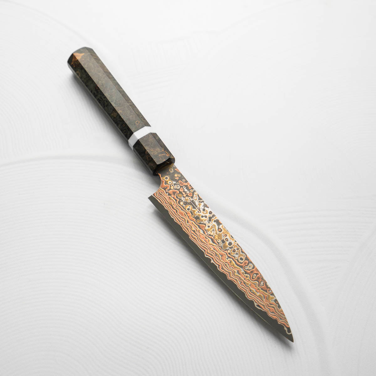 Takeshi Saji VG10-W Nashiji Rainbow Damascus Petty 135mm - Maple