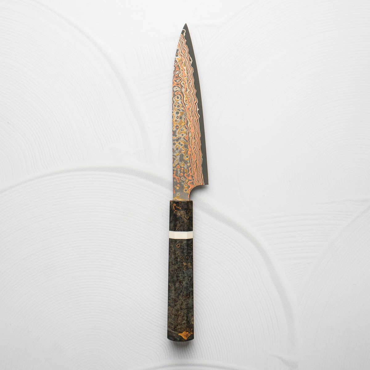 Takeshi Saji VG10-W Nashiji Rainbow Damascus Petty 135mm - Maple