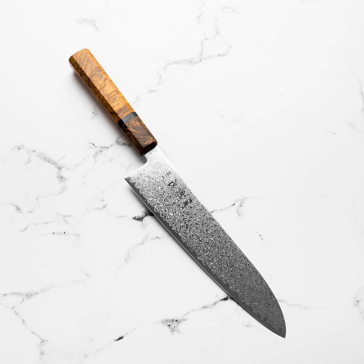Hatsukokoro Saihyo SG2 Damascus Gyuto 210mm - Golden Birch