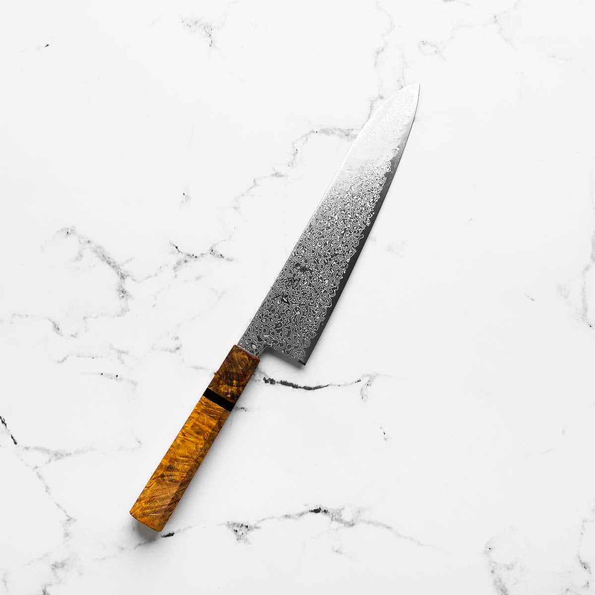 Hatsukokoro Saihyo SG2 Damascus Gyuto 210mm - Golden Birch