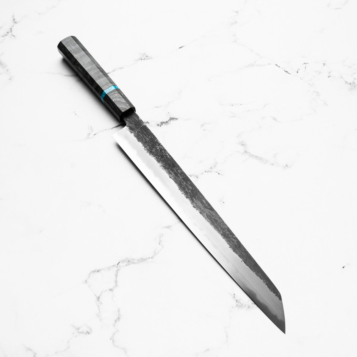 Sakai Kikumori White 2 Kurouchi Kiritsuke Sujihiki 300mm - Maple Turquoise