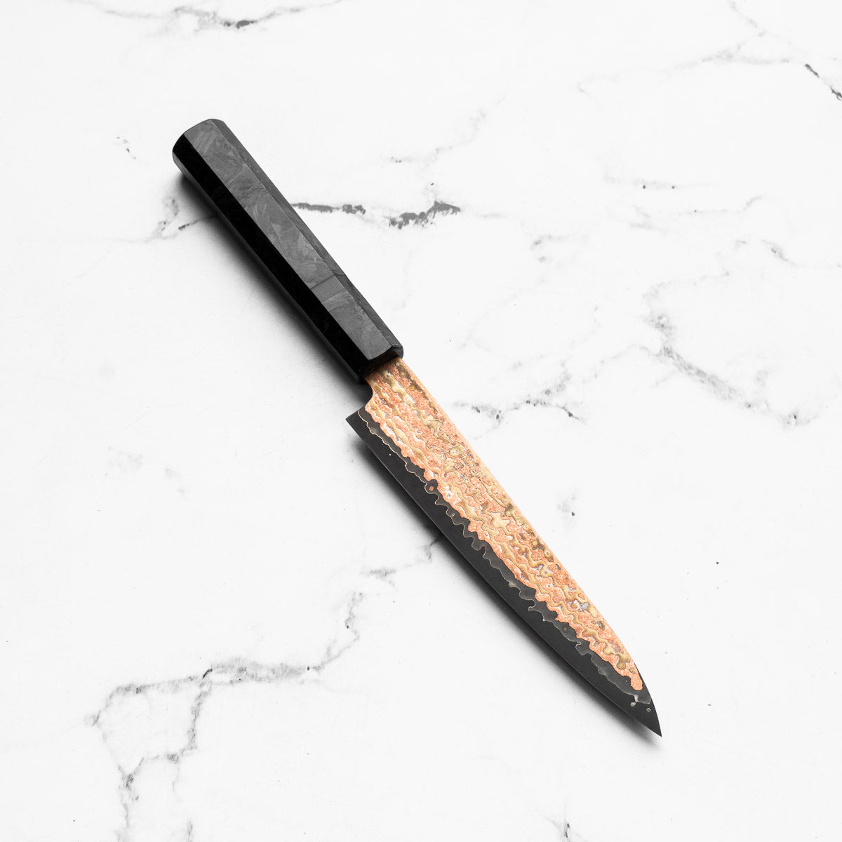 Hatsukokoro Hinotori V-Toku 2 Rainbow Damascus Petty 150mm - Dark Carbon Fibre