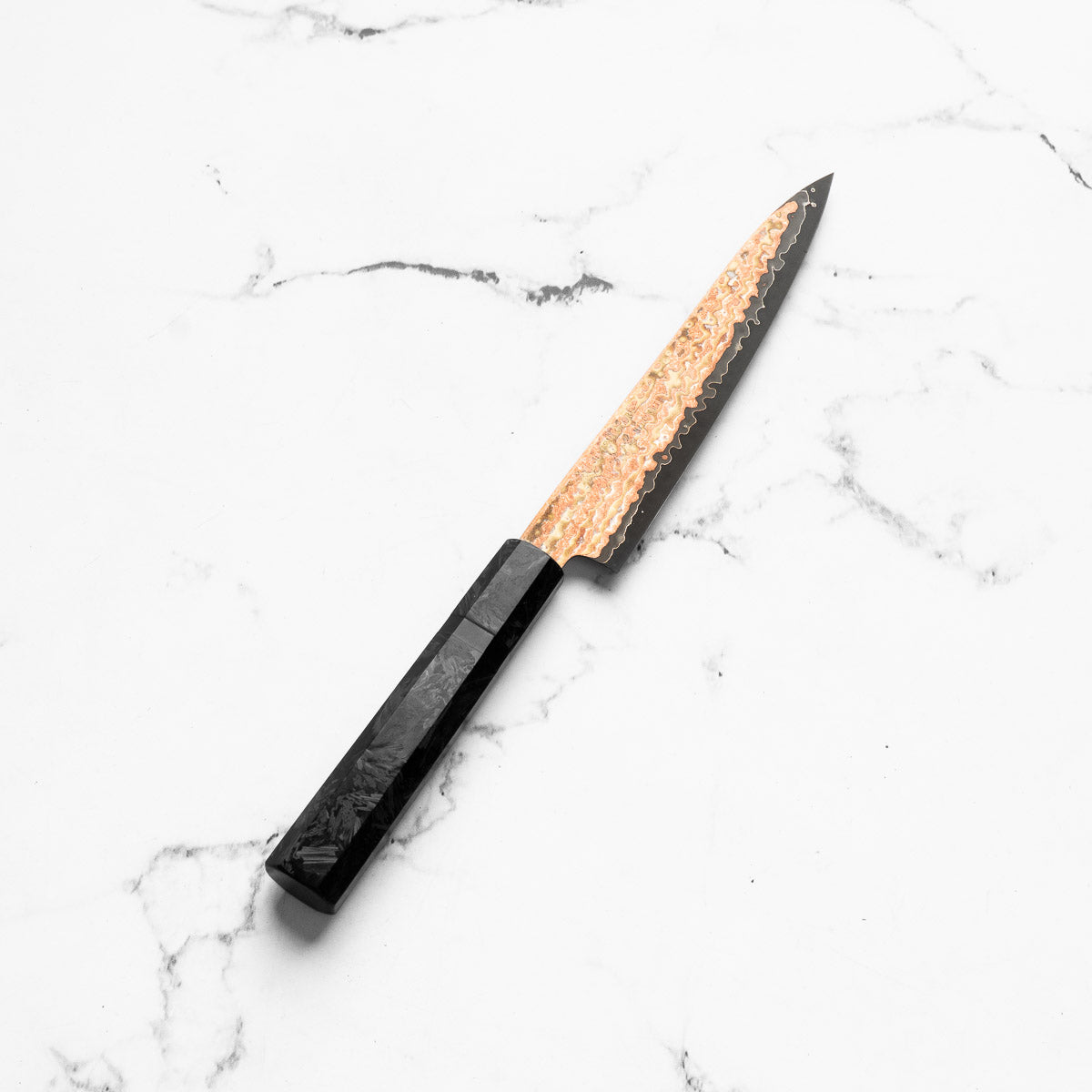 Hatsukokoro Hinotori V-Toku 2 Rainbow Damascus Petty 150mm - Dark Carbon Fibre