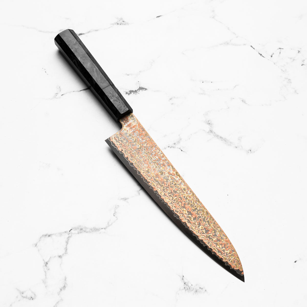 Hatsukokoro Hinotori V-Toku 2 Rainbow Damascus Gyuto 240mm - Dark Carbon Fibre