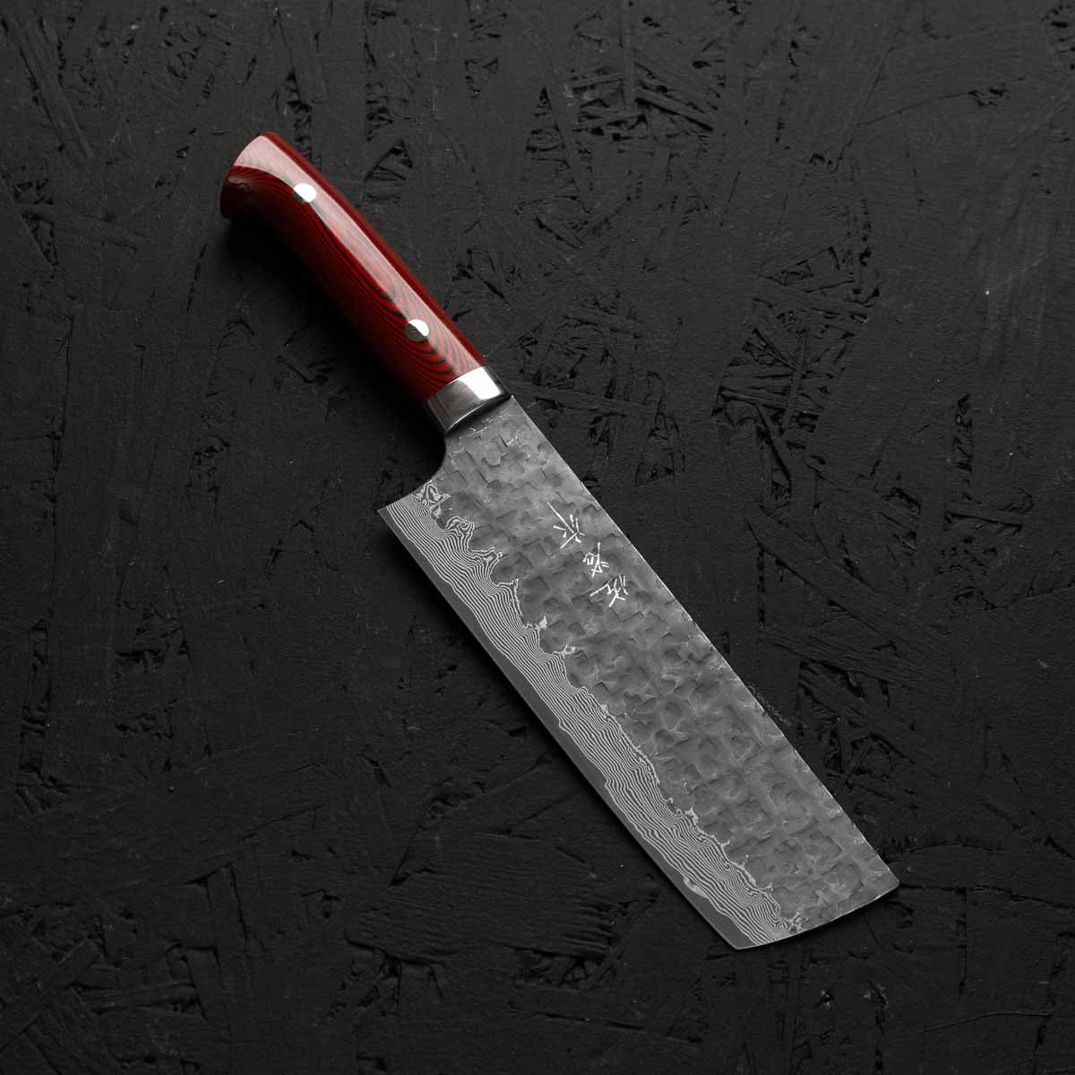 Takeshi Saji VG10 Forged Tsuchime Nakiri - Red Weave
