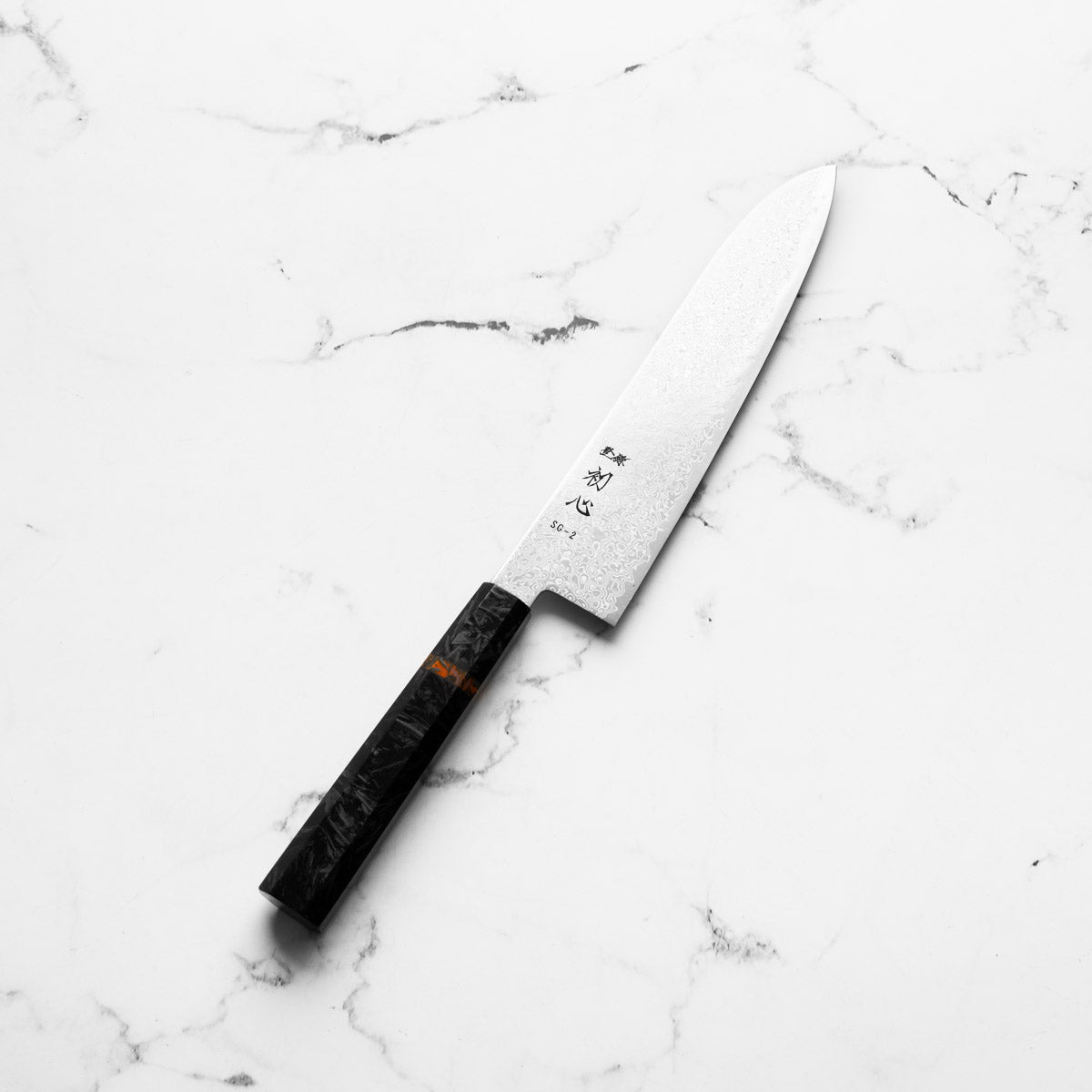 Hatsukokoro Saihyo SG2 Damascus Gyuto 210mm - Carbon Fibre