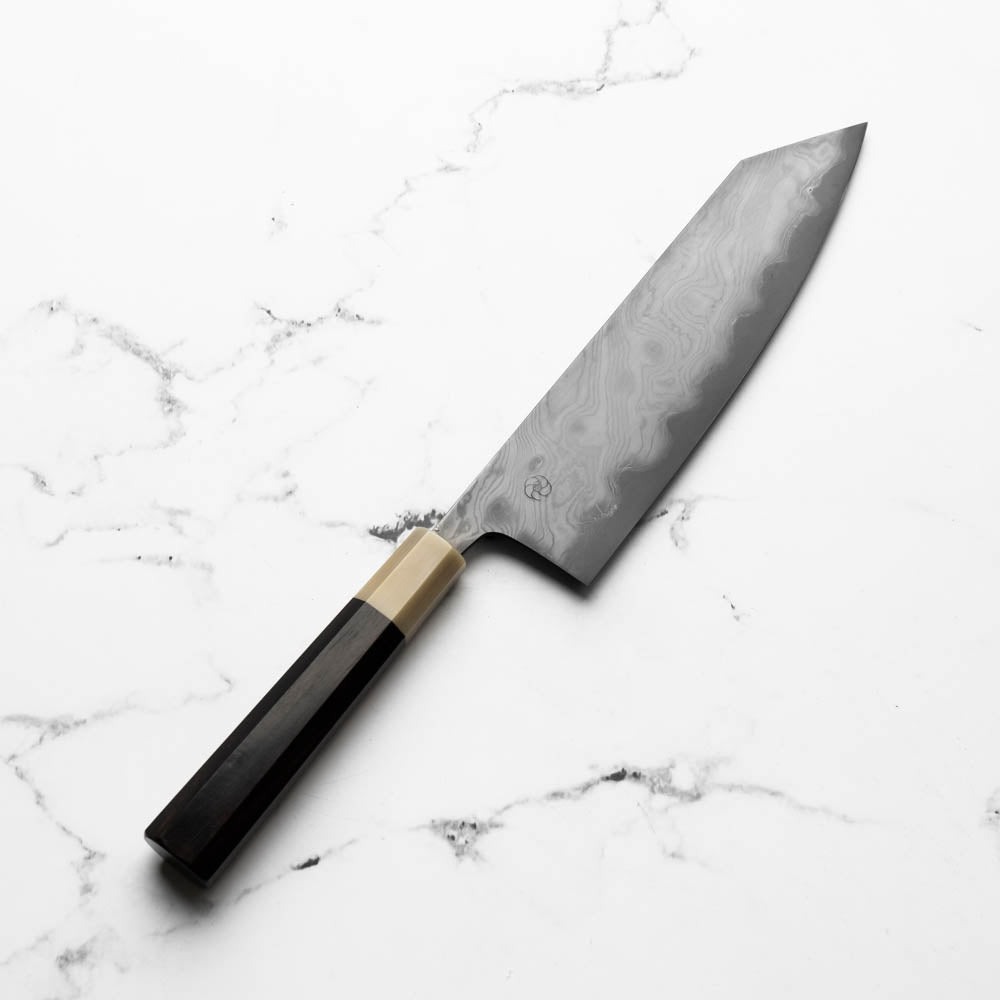 Miyazaki Kajiya Blue 2 Black Damascus Kiritsuke 210mm