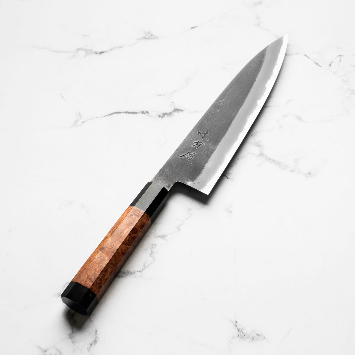 Mutsumi Hinoura Ajikataya White 2 Gyuto 210mm - Quince & Double Black Horn