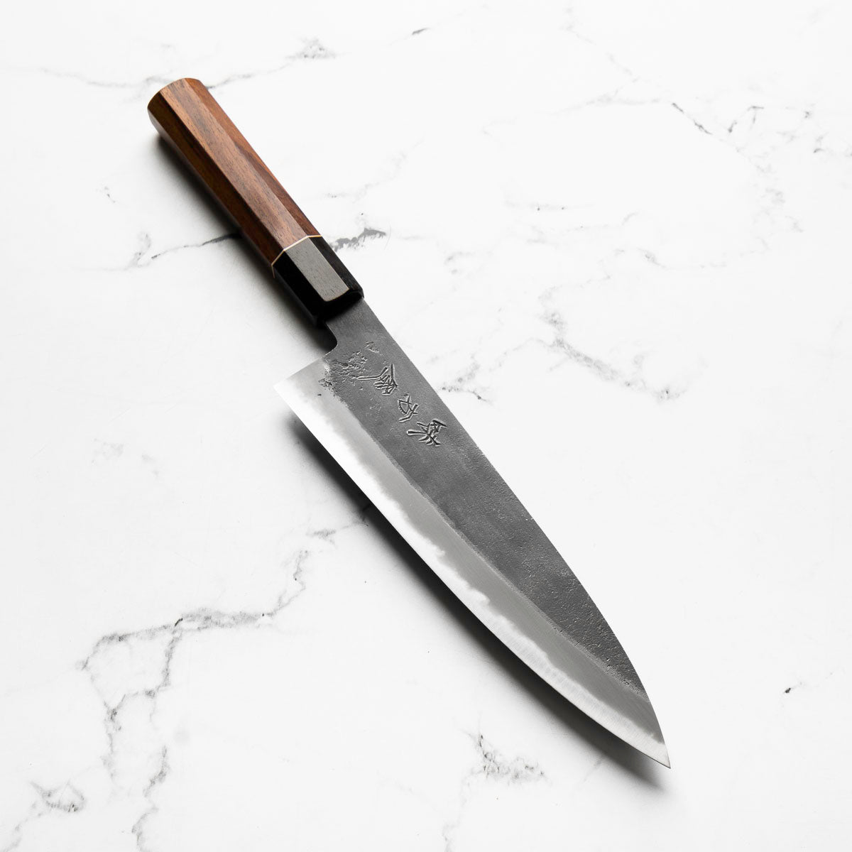 Mutsumi Hinoura Ajikataya White 2 Gyuto 210mm - Rosewood / Ebony Ferrule (White Ring)