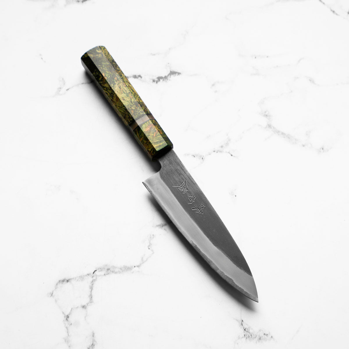 Mutsumi Hinoura Ajikataya White 2 SS Clad Petty 135mm - Resin (Green)