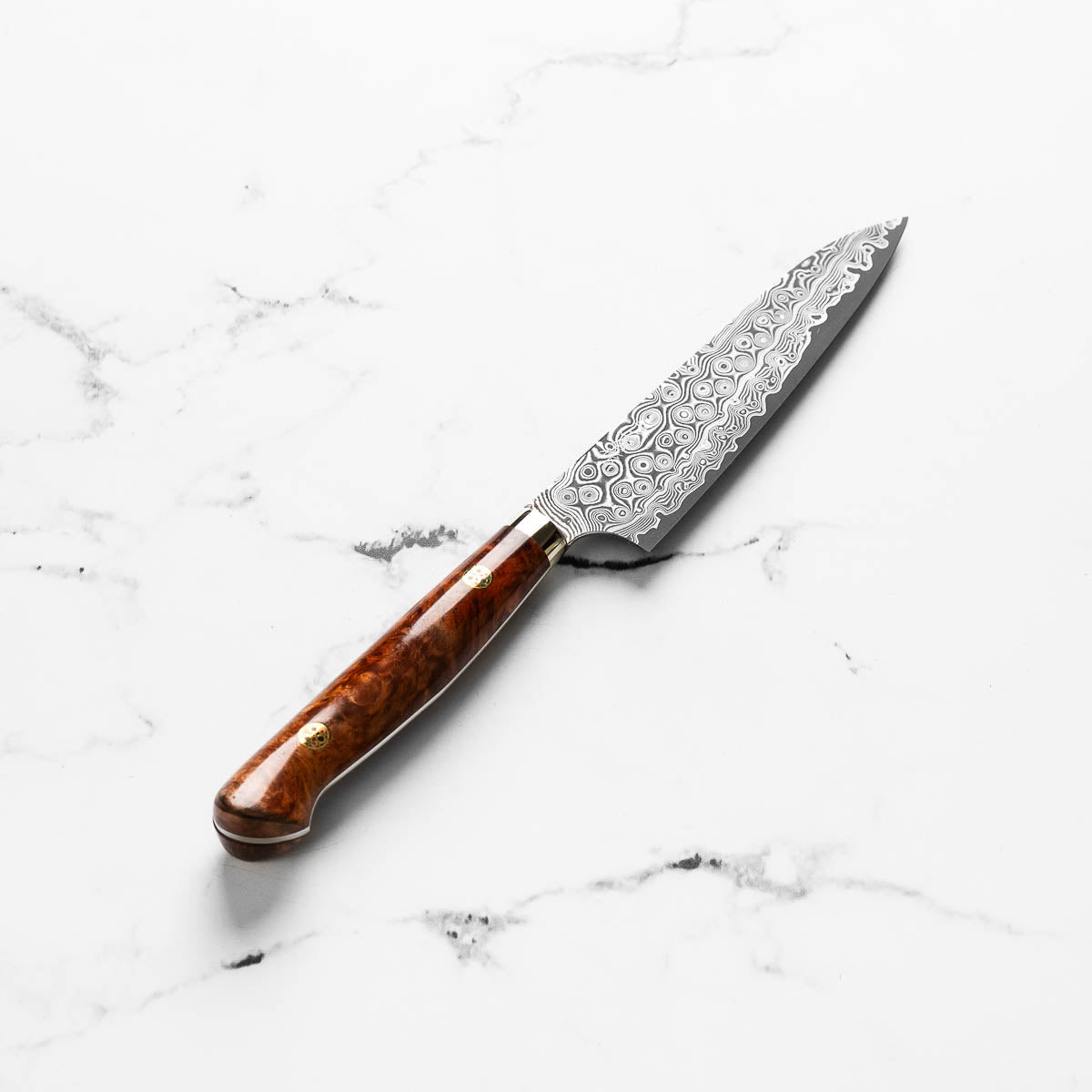Nigara Hamono "Anmon" SG2 Damascus Petty 150mm - Western Karin Handle