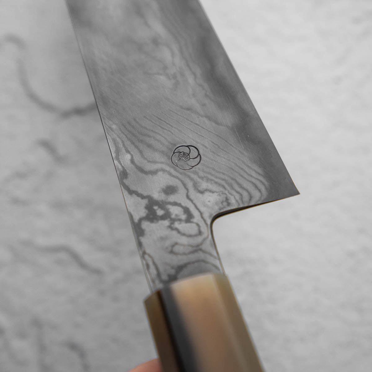 Miyazaki Kajiya Blue 2 Black Damascus Kiritsuke 210mm